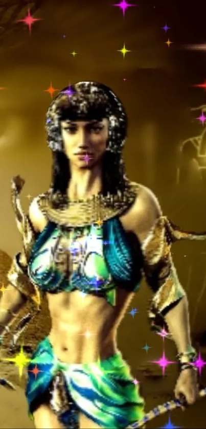 Egyptian warrior princess surrounded by stars