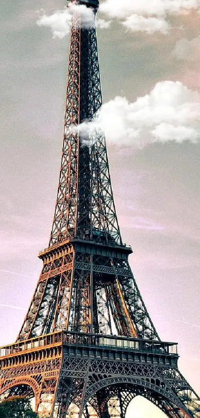 Eiffel Tower framed by a beautiful sunset sky.