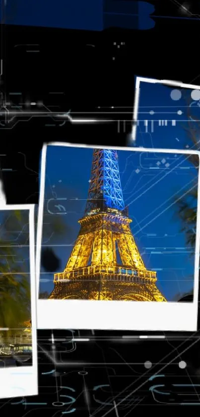 Eiffel Tower digital artwork with a modern design and vibrant colors.