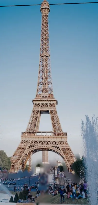 Eiffel Tower with clear blue sky as mobile wallpaper.