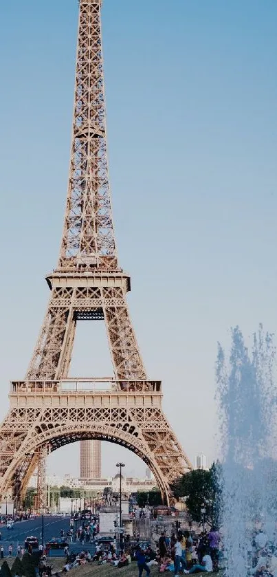 Eiffel Tower under a clear blue sky, perfect for mobile wallpapers.