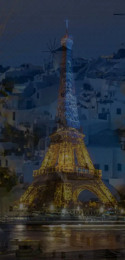 Eiffel Tower illuminated against the night sky in Paris, showcasing urban elegance.