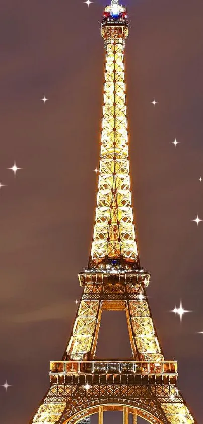 Eiffel Tower illuminated at night, Paris.