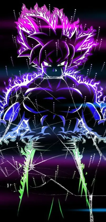 Neon anime warrior with electric aura.