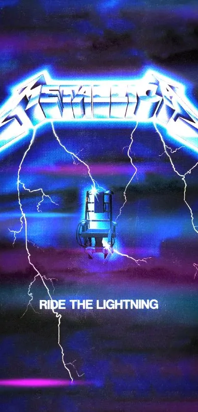 Electric blue lightning-themed album cover wallpaper.