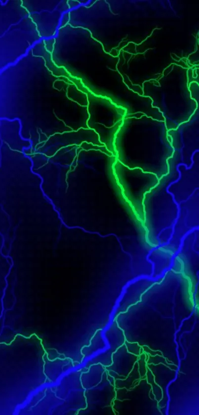 Electric blue and green lightning wallpaper for mobile screen.