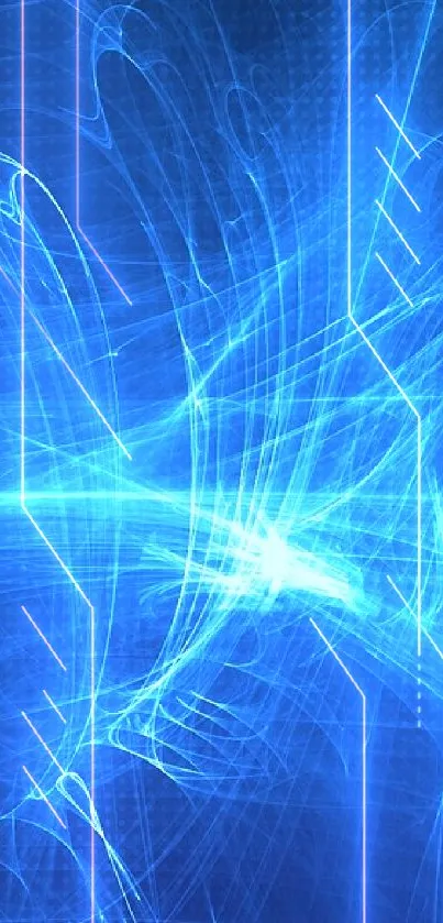 Electric blue light burst abstract wallpaper with dynamic energy patterns.