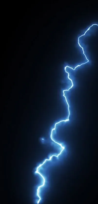 Electric blue lightning bolt on black background for mobile wallpaper.