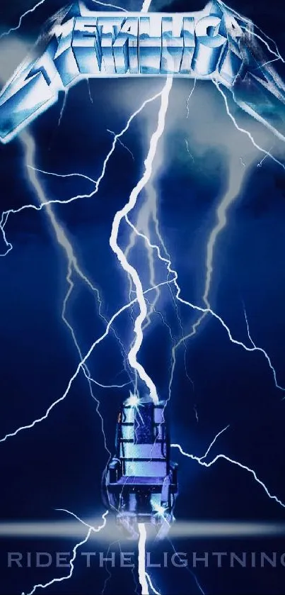 Electric blue lightning storm wallpaper for mobile.