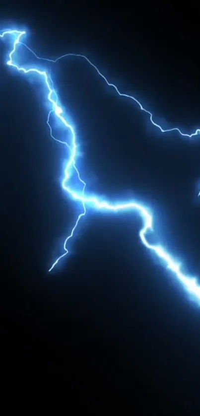 Electric blue lightning bolt on a dark background wallpaper.