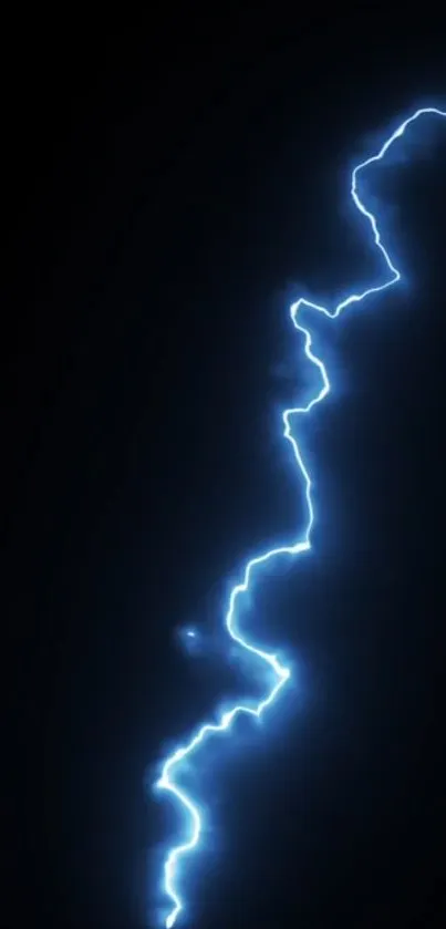 Electric blue lightning bolt against dark sky mobile wallpaper.