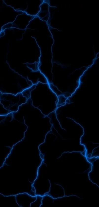 Electric blue lightning on a dark background mobile wallpaper