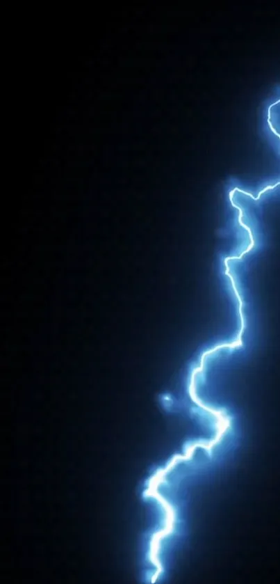 Electric blue lightning bolt striking in the dark sky wallpaper.