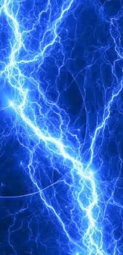 Vibrant blue lightning wallpaper for a dynamic phone background.