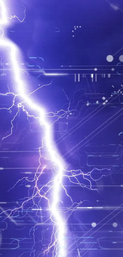 Electric blue lightning bolt with futuristic digital design.
