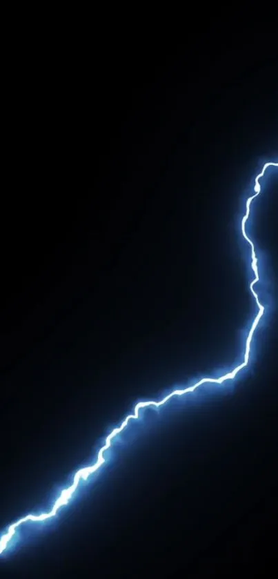 Dynamic blue lightning bolt on black background wallpaper.