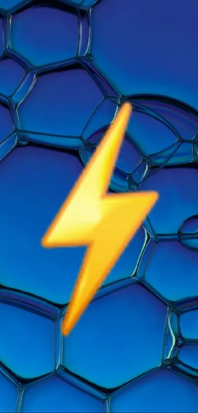 Electric blue wallpaper featuring a yellow lightning bolt design.