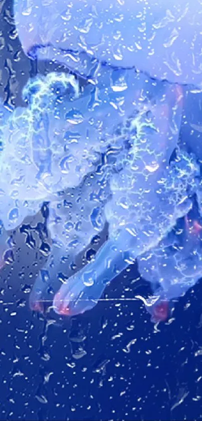 Electric blue raindrop mobile wallpaper with storm effects.