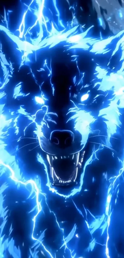 Electrifying blue wolf illustration, perfect for mobile.