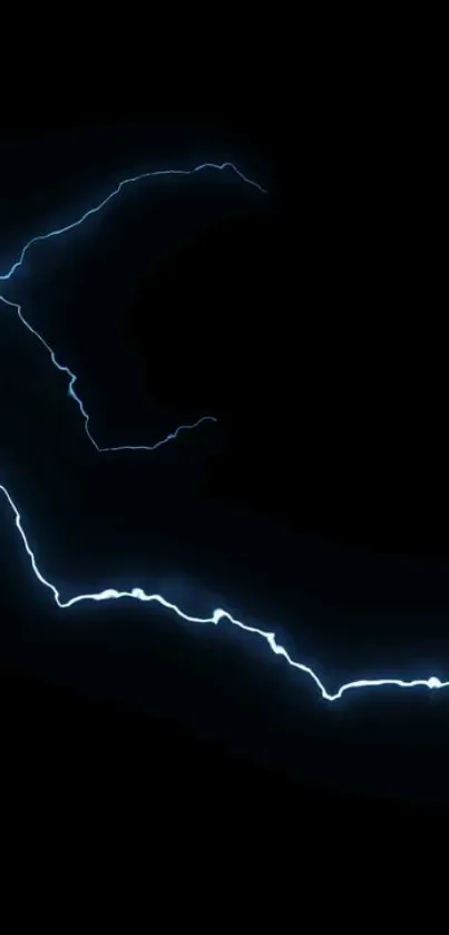 Electric blue lightning on black background wallpaper.