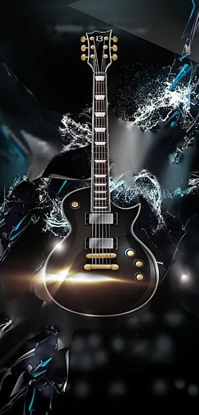 Artistic electric guitar with dynamic effects.