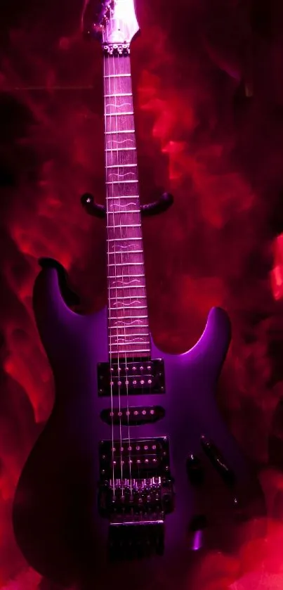 Electric guitar with red flames background.