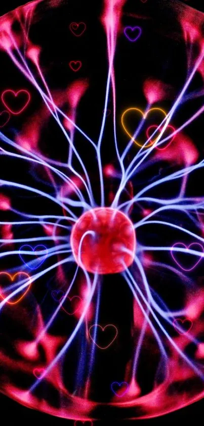 Electric heart-themed wallpaper with vibrant plasma and neon colors.