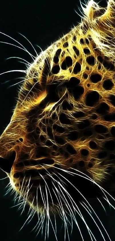 Electric neon leopard wallpaper with vibrant, artistic design for mobile screens.