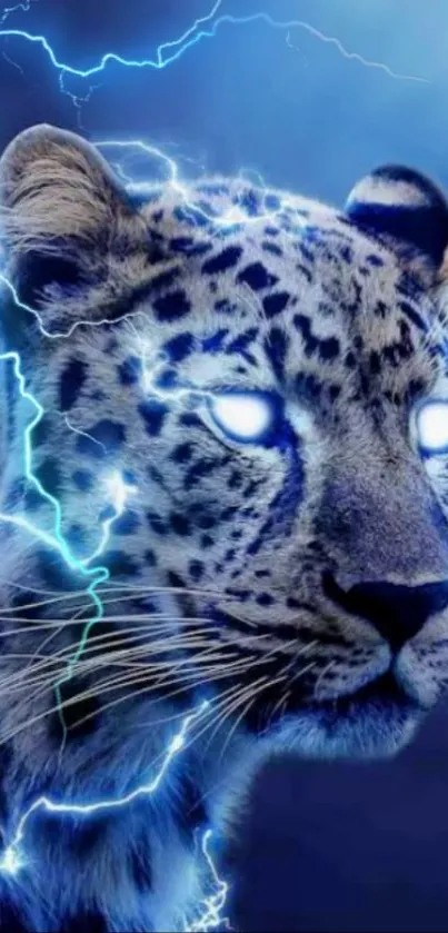 Electric leopard with glowing eyes and lightning.