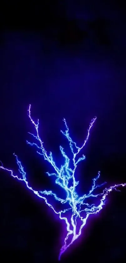 Vibrant blue and purple lightning wallpaper on a dark background.