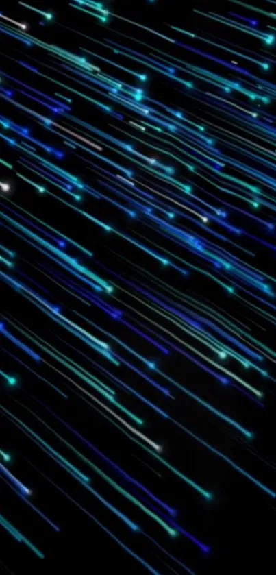 Blue and green neon light streaks on black background wallpaper.