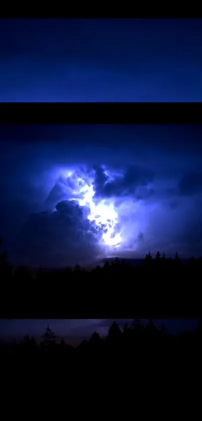 Dramatic lightning in a dark night sky with vivid blue hues.