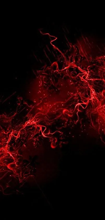 Electric red abstract wallpaper with dynamic lines on a black background.