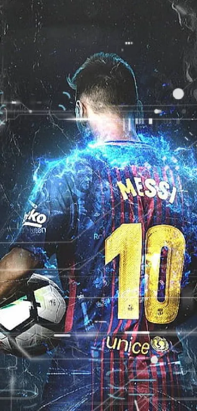 Soccer player with electric energy aura in dynamic wallpaper.