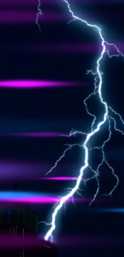 A vibrant electric lightning storm with neon streaks in a night sky.