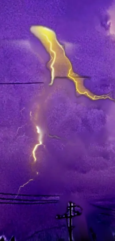 Purple and yellow lightning artwork with dramatic clouds.