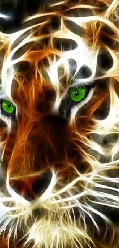 Electric tiger art with neon effects and striking colors.