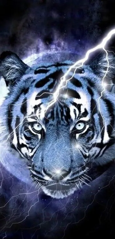 Electric tiger with lightning and vivid colors in mobile wallpaper.