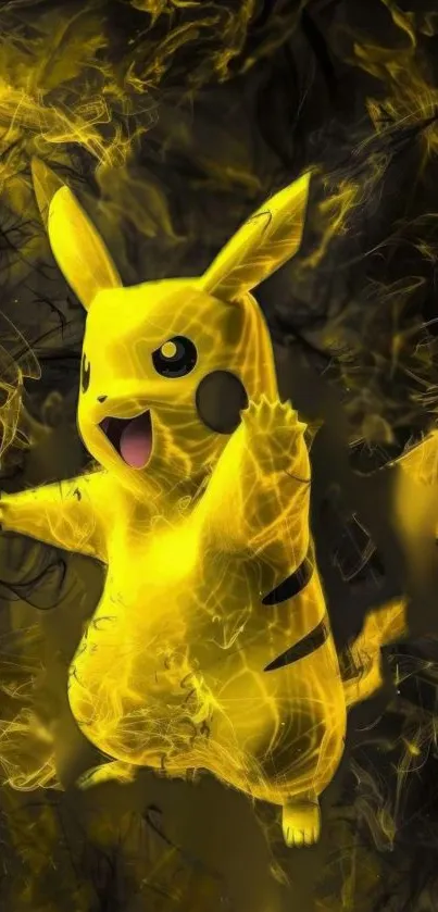 Electric yellow character glows intensely against a dark, smoky backdrop.