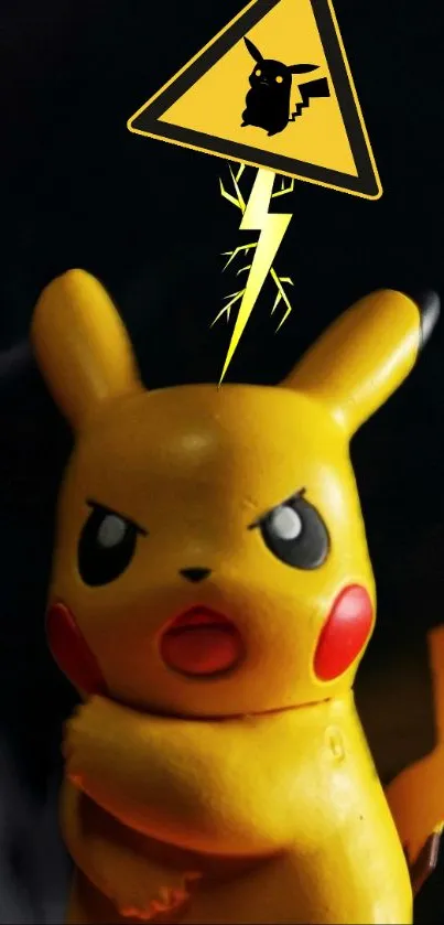 Fierce Pikachu with lightning alert, vibrant yellow design on mobile screen.