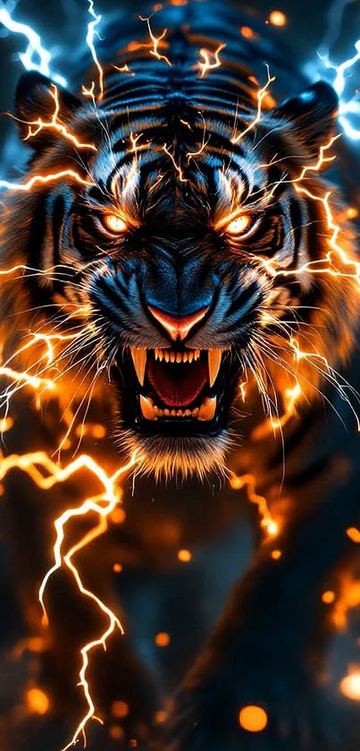 Electrifying tiger with lightning energy