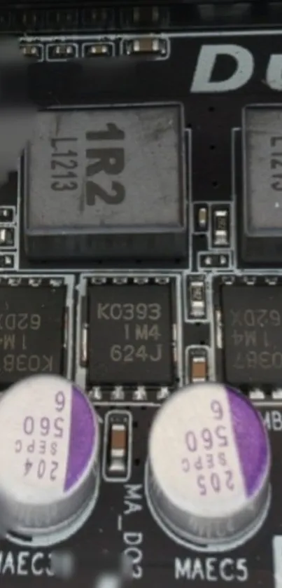 Close-up image of an electronic circuit board with detailed components.