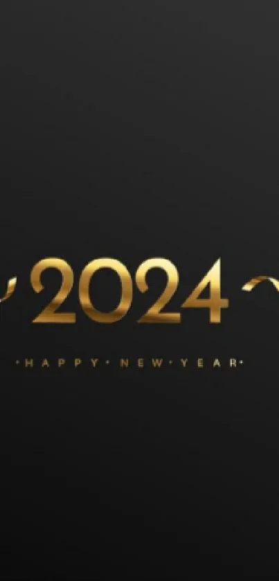 Dark background 2024 New Year wallpaper with gold accents.