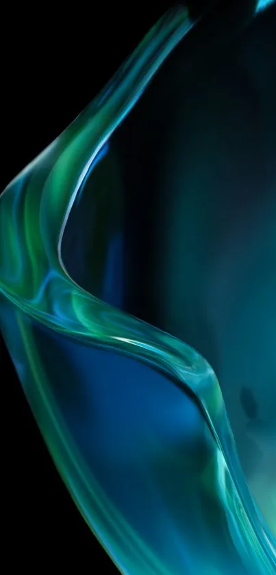 Elegant abstract blue and green design with fluid shapes.