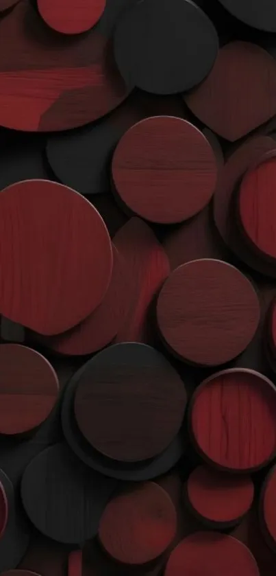 Abstract design with red and black circles on a mobile wallpaper background.