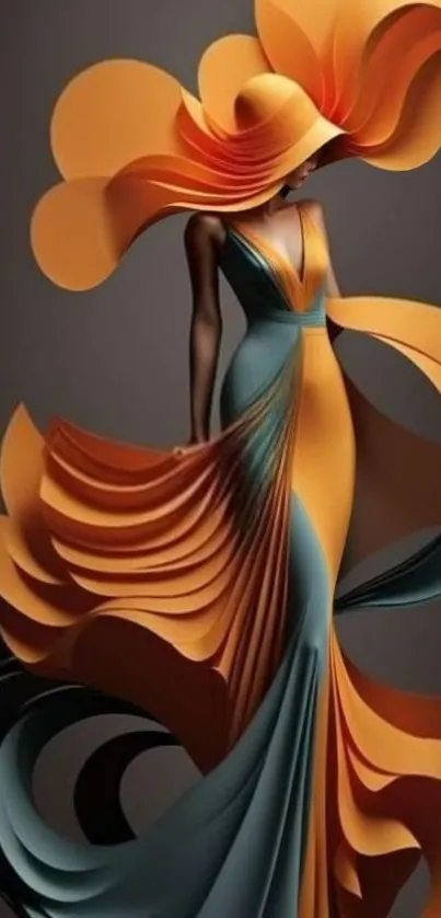 Abstract fashion design with vibrant colors and elegant curves.