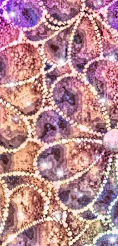 Elegant abstract glitter art in purple and pink with intricate patterns.