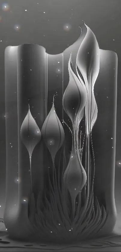 Elegant abstract gray mobile wallpaper with flowing shapes and subtle gradients.