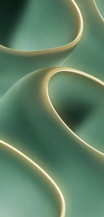 Abstract green curves wallpaper, elegant design for mobile.