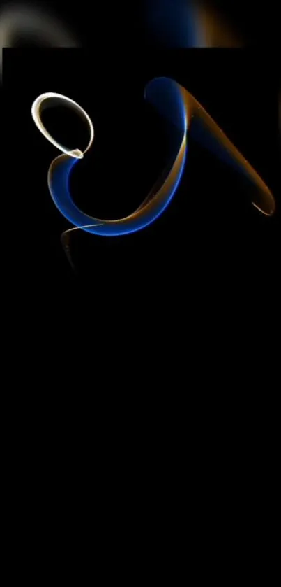 Abstract light art with blue and orange swirls on a black background.